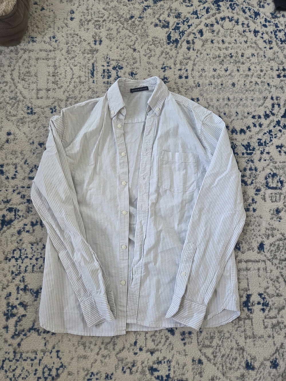 Brandy Melville Light Gray & White Striped Button-Down Shirt
